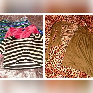 A bundle of distressed tops and bonus militant lounging attire